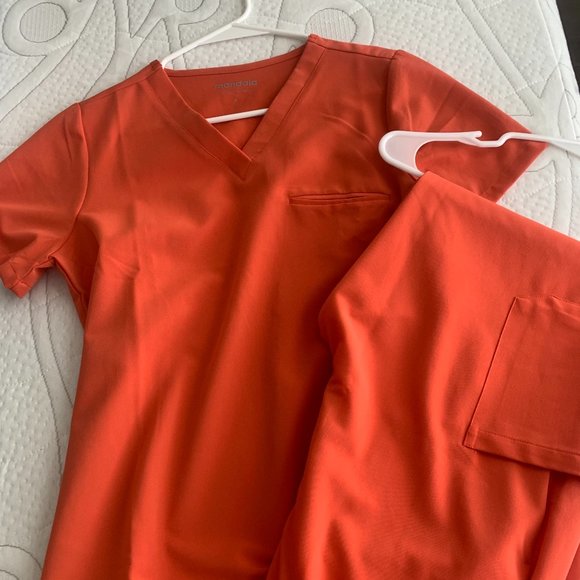 Mandala Other - Women's Mandala Scrub Set, Orange, Top: S, Pants: M (jogger style) - sold as set